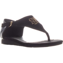 Tommy Hilfiger Harber Flat Sandals, Black Multi, 8 US