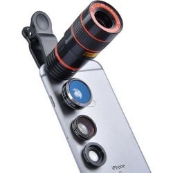 EC2WORLD 4 in 1 Camera Lens 8 x Telephoto Lens + Fisheye + Wide Angle + Macro Lens for iPhone Samsung and Most Smartphone