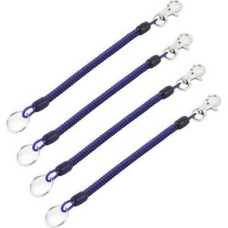 Metal Lobster Clasp Spring Cord Strap Single Ring Keyring Keychain Blue 4pcs