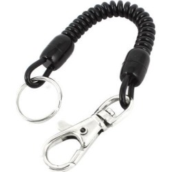 Unique Bargains Lobster Hook Safety Spring Elastic Coiled Cord Keyring Key Chain Strap Rope 8'