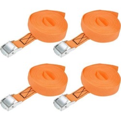 5M x 25mm Lashing Strap Cargo Tie Down Straps w Cam Lock Buckle 250Kg Work Load, Orange, 4Pcs