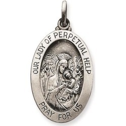 Sterling Silver Antiqued Our Lady of Perpetual Help Medal