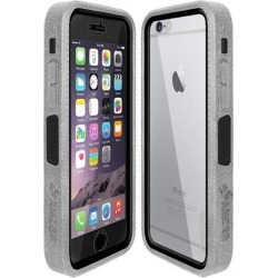 Amzer Grey on Black Embedded Tempered Glass Rugged Case With Holster for Silver/Gold Apple iPhone 6 Plus / 6S Plus