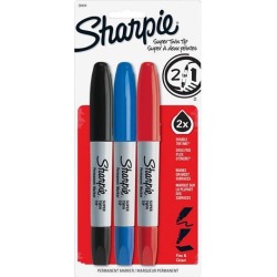 Sharpie Super Twin Permanent Marker Fine Marker Point Type - Chisel Marker Point Style - Assorted Ink - 3 / Set