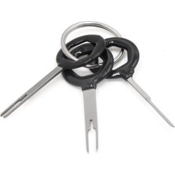 3pcs Car Terminal Removal Tool Kit Wiring Connector Terminals Black Silver Tone