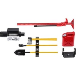 1/10 RC Crawler Car Roof Rack Cool Decor Accessories Tools Set red+yellow