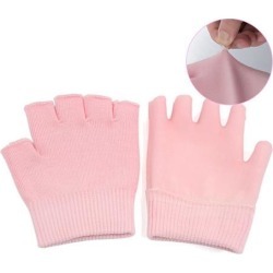 Pink Half Finger Moisturizing Cracked Skin Spa Treatment Gel Gloves 1 Pair