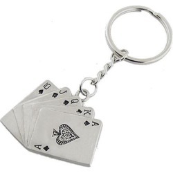 Unique Bargains Spades Poker Playing Card Silver Tone Metal Keyring