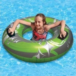 50' Inflatable Green and Gray Giant Swimming Pool Inner Tube