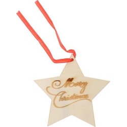 buy  Handmade Wooden Star Merry Christmas Printed Xmas Hanging DIY Decorations cheap online