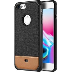 Canvas Dual Tone Hard TPU Hybrid Protective Case - Black for iPhone 8