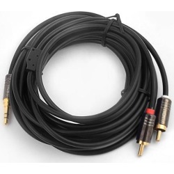 Unique Bargains 3.5mm Plug Male to 2 RCA Male Audio Stereo Cable 16.4Ft Long for Laptop Tablet