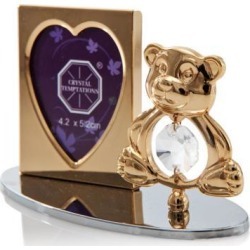 New Matashi CTFG3073 24K Gold Plated Adorable Teddy Bear Picture Frame Made with Genuine Matashi Crystal