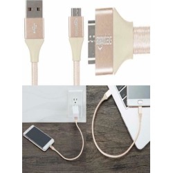 AmazonBasics Double Braided Nylon USB 2.0 A to Micro B Charger 1 Feet, Gold