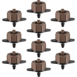 Pressure Compensating Dripper 2 GPH 8L/H Emitter for Garden Lawn Drip Irrigation with Barbed Hose Connector, Plastic Black Brown 15pcs