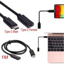 USB-C Type C Male to Female USB 3.1 Extender Extension Short Cable Cord 0.66ft/1.5ft/3ft for Macbook Tablet Phone