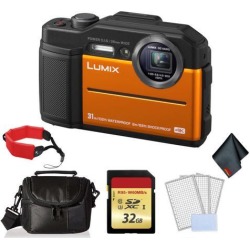 Panasonic Lumix Waterproof Digital Camera (Orange)- Bundle with 32GB Memory card + Floating Wrist Strap + LCD Screen Protectors and MORE