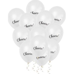 12 inch Latex Balloons Bulk Set 12 with 10M Ribbon for Party White
