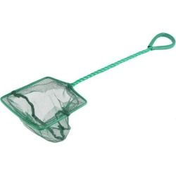 Unique Bargains 5' x 4' Portable Handle Landing Net Fishing Fish Angler Mesh Aquarium Fish Tank Goldfish Shrimp Green