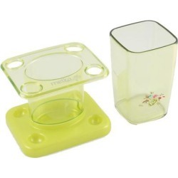 Household Plastic Toothbrush Toothpaste Rack Holder Container Cup Green Set