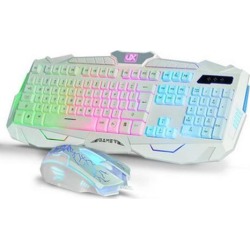 DOBACNER Rainbow Backlit Wired Keyboard and Mouse Set cf lol Game Light Mouse and Keyboard Set