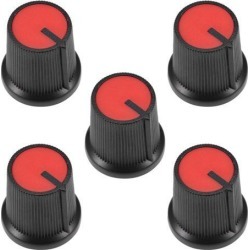 5Pcs 15x15mm Plastic Potentiometer Volume Control Rotary Knob Knurled Shaft Hole Red