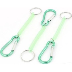 3pcs Green Plastic Stretchy Spiral Spring Coiled Coil Cord Keychain Key Ring