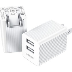 ORICO Portable 12W Dual USB Wall Charger PowerPorts (2 USB 2.4A Charger Ports Foldable Plug) for iPhone 7 / 6s / Plus, iPad Air 2 / mini 3, Galaxy S7