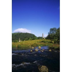 Posterazzi DPI1798571LARGE Round Tower & River in The Forest Glendalough Wicklow Mountains Republic of Ireland Poster Print by The Irish Image.