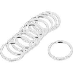 Unique Bargains 28mm Dia Silver Tone Metal Split Loop Key Rings Holders Keyring 10 Pcs