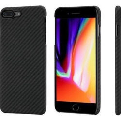Minimalist iPhone 8 Plus Case, PITAKA Magcase Aramid Fiber, Super Light(0.42oz) Snap-on Case for iPhone 8 Plus-Black/Grey(Twill)