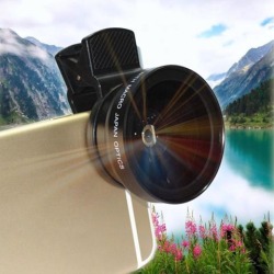 Universal Phone Camera Lens 37MM 0.45X49 UV Super Wide Angle + Macro Lens Black