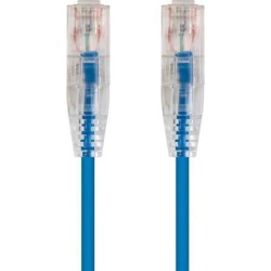 Monoprice Cat6 Ethernet Patch Cable - 2 feet - Blue Snagless RJ45 Stranded 550MHz UTP CMR Riser Rated Pure Bare Copper Wire 28AWG - SlimRun Series