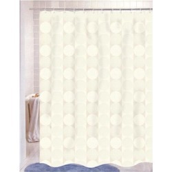 Carnation Home Fashions Jacquard Circles Fabric Shower Curtain in Ivory