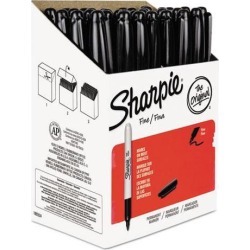 Sharpie Permanent Marker, Fine Point, Black, 36/Pack
