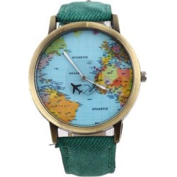 Women Men Fashion Vintage Casual World Map Dial Analog Quartz Wrist Watch