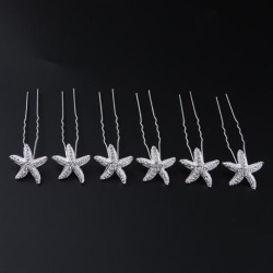 Crystal Hair Pins Rhinestone Hair Clips Bridal Wedding Women Hair Jewelry White Star