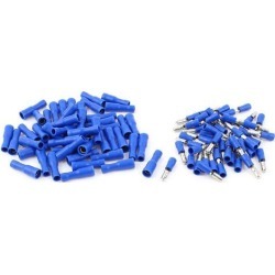 Unique Bargains 50 Pair 22-16 AWG Cable Cord Connecting Male Female Bullet Crimp Terminals Blue