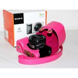 Camera Leather Case Pouch Bag for Sony A6000 16-50mm lens with Strap