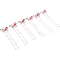 Crystal Hair Pins Rhinestone Hair Clips Bridal Wedding Women Hair Jewelry Pink Butterfly