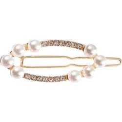 Fashion Crystal Hairpin Pearl Snap Hair Clip Headdress Hair Accessory Golden