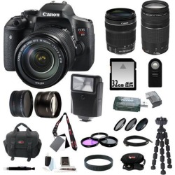 Canon T6i: EOS Rebel T6i EF-S 18-135mm IS STM and 75-300mm Lenses + 32GB Deluxe Kit