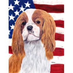 Carolines Treasures SC9115GF 11 x 15 In. Usa American Flag With Cavalier Spaniel Flag, Garden Size
