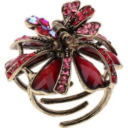 Vintage Rhinestone Crystal Flower Hair Claws Hair Clips Hairpin Red