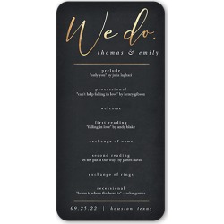 Wedding Program Cards: Refined Script Wedding Program, Grey, 4x8 Flat Program