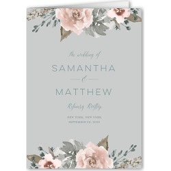 Wedding Program Cards: Delicate Blooms Wedding Program, Grey, 5x7 Folded Program
