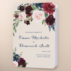 Wedding Program Cards: Exquisite Bouquet Wedding Program, Beige, 5x7 Folded Program
