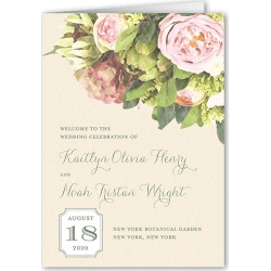 Wedding Program Cards: Flowering Affection Wedding Program, White, 5x7 Folded Program
