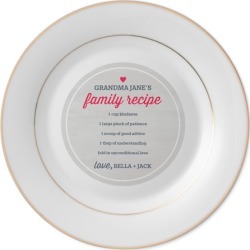Rustic Family Recipe Keepsake Plate, Grey