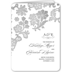 Wedding Program Cards: Luscious Lacing Wedding Program, Grey, 5x7 Folded Program